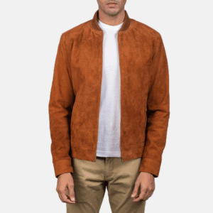 Men’s Brown Suede Bomber Jacket
