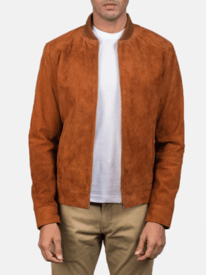 Men’s Brown Suede Bomber Jacket