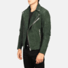 Men's Green Suede Biker Jacket – Slim Fit Motorcycle Style (2) Men's Green Suede Biker Jacket – Slim Fit Motorcycle Style