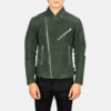 Men's Green Suede Biker Jacket – Slim Fit Motorcycle Style (3) Men's Green Suede Biker Jacket – Slim Fit Motorcycle Style