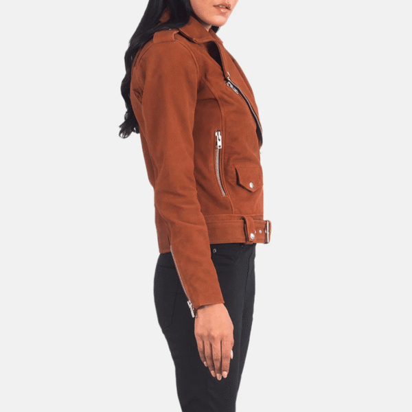 Premium Brown Suede Biker Jacket - Image 3