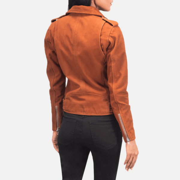 Premium Brown Suede Biker Jacket - Image 4
