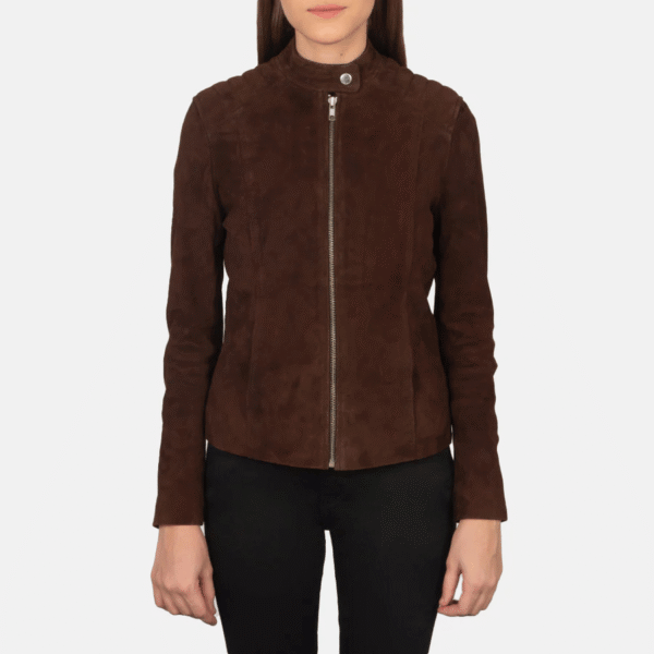 Stylish Mocha Suede Biker Jacket - Image 2