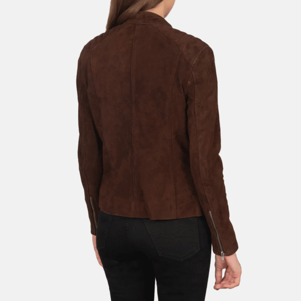 Stylish Mocha Suede Biker Jacket - Image 5
