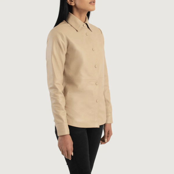 Women's Leather Shirt Jacket - Image 2