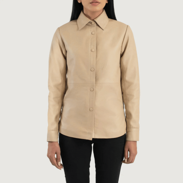 Women's Leather Shirt Jacket - Image 3
