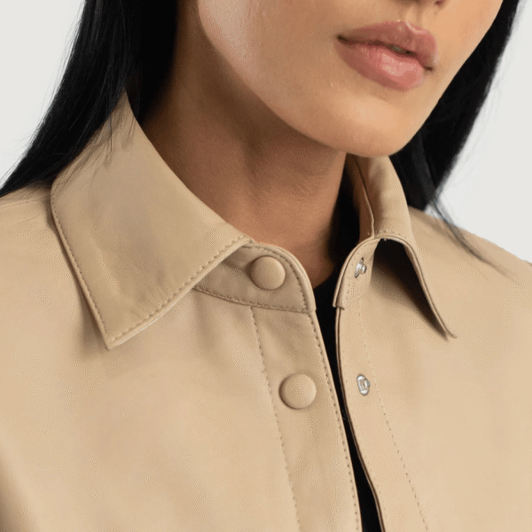 Women's Leather Shirt Jacket - Image 4
