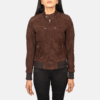 Women's Brown Suede Bomber Jacket